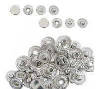 WedDecor 15mm S-Spring Press Studs 4 Part Snap Fasteners Sew Buttons for Leathercraft, Sewing, Jackets, Shirts, Fabric, Repair, DIY Projects, Silver, 50pcs