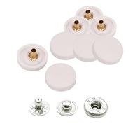 WedDecor 15mm S Spring Press Studs, 4 Parts Durable Snap Fasteners, Plastic Cap with Silver Metal Back Snaps for Clothes, Fabric, Bags, Jeans, Craft, White, 10pcs