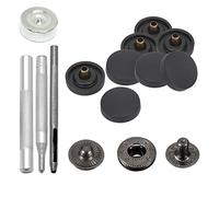 WedDecor 15mm S Spring Press Studs, Durable Snap Fasteners with Hand Fixing Tools, Plastic Cap with Gunmetal Black Metal Back Snaps for Clothes, Fabric, Bags, Jeans, Craft, Black, 10pcs