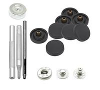 WedDecor 15mm S Spring Press Studs, Durable Snap Fasteners with Hand Fixing Tools, Plastic Cap with Silver Metal Back Snaps for Clothes, Fabric, Bags, Jeans, Craft, Black, 10pcs