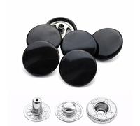 Weddecor 15mm Shiny Black Snap Fasteners Large 4 Parts Press Studs No-sew Buttons for Leathercraft, Sewing, Jackets, Shirts, Fabric Repair DIY Projects, 10pcs