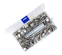 WedDecor 15mm Silver Double Cap Rivets Leather Kit, 100 Sets of Tubular Metal Studs & Fixing Tools for DIY Crafts, Clothing Repair, Bags, Shoes & Leather Projects