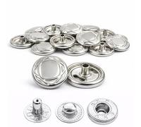 Weddecor 15mm Silver with Design Snap Fasteners Large 4 Parts Press Studs No-sew Buttons for Leathercraft, Sewing, Jackets, Shirts, Fabric Repair DIY Projects, 10pcs