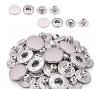 WedDecor 15mm Snap Fasteners 4 Parts S Spring Press Studs with Alloy Cap No-sew Buttons for Leathercraft, Jackets, Fabric Repair DIY Projects, Silver, 10pcs