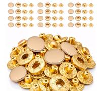 WedDecor 15mm Snap Fasteners 4 Parts S Spring Press Studs with Alloy Cap No-sew Buttons for Leathercraft, Jackets, Fabric Repair DIY Projects, Matt Gold, 50pcs