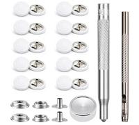 WedDecor 15mm White Snap Fasteners Large Press Studs with 3 Parts Fixing Hand Tool Kit for Leathercrafts, Sewing, DIY Arts & Crafts, Clothing & Repair, 10pcs