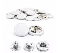 Weddecor 15mm White with Design Snap Fasteners Large 4 Parts Press Studs No-sew Buttons for Leathercraft, Sewing, Jackets, Shirts, Fabric Repair DIY Projects, 10pcs