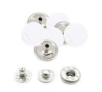 WedDecor 15mm White with Design Snap Fasteners Large 4 Parts Press Studs No-sew Buttons for Leathercraft, Sewing, Jackets, Shirts, Fabric Repair DIY Projects, 50pcs