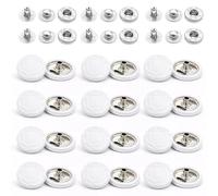 Weddecor 15mm White with Design Snap Fasteners Large 4 Parts Press Studs No-sew Buttons for Leathercraft, Sewing, Jackets, Shirts, Fabric Repair DIY Projects, 100pcs