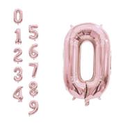 WedDecor 16 Inch Foil Balloons Number 0, Self Sealing Foil Balloons, Self Inflating Number Balloons for Birthday Parties, New Year Decorations, Anniversaries, Party Supplies, Rose Gold