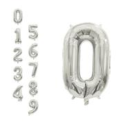 WedDecor 16 Inch Foil Balloons Number 0, Self Sealing Foil Balloons, Self Inflating Number Balloons for Birthday Parties, New Year Decorations, Anniversaries, Party Supplies, Silver