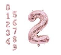 WedDecor 16 Inch Foil Balloons Number 2, Self Sealing Foil Balloons, Self Inflating Number Balloons for Birthday Parties, New Year Decorations, Anniversaries, Party Supplies, Rose Gold