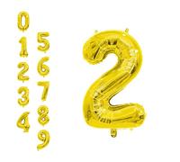 WedDecor 16 Inch Foil Balloons Number 2, Self Sealing Foil Balloons, Self Inflating Number Balloons for Birthday Parties, New Year Decorations, Anniversaries, Party Supplies, Gold