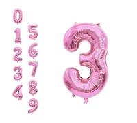 WedDecor 16 Inch Foil Balloons Number 3, Self Sealing Foil Balloons, Self Inflating Number Balloons for Birthday Parties, New Year Decorations, Anniversaries, Party Supplies, Pink