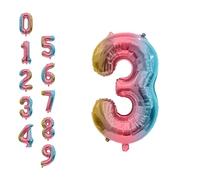WedDecor 16 Inch Foil Balloons Number 3, Self Sealing Foil Balloons, Self Inflating Number Balloons for Birthday Parties, New Year Decorations, Anniversaries, Party Supplies, Rainbow