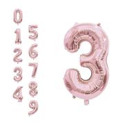 WedDecor 16 Inch Foil Balloons Number 3, Self Sealing Foil Balloons, Self Inflating Number Balloons for Birthday Parties, New Year Decorations, Anniversaries, Party Supplies, Rose Gold