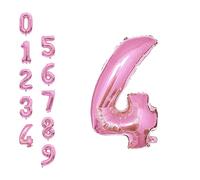 WedDecor 16 Inch Foil Balloons Number 4, Self Sealing Foil Balloons, Self Inflating Number Balloons for Birthday Parties, New Year Decorations, Anniversaries, Party Supplies, Pink