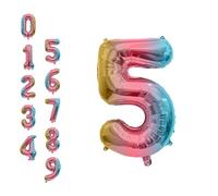 WedDecor 16 Inch Foil Balloons Number 5, Self Sealing Foil Balloons, Self Inflating Number Balloons for Birthday Parties, New Year Decorations, Anniversaries, Party Supplies, Rainbow