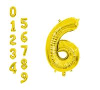 WedDecor 16 Inch Foil Balloons Number 6, Self Sealing Foil Balloons, Self Inflating Number Balloons for Birthday Parties, New Year Decorations, Anniversaries, Party Supplies, Gold