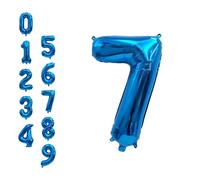 WedDecor 16 Inch Foil Balloons Number 7, Self Sealing Foil Balloons, Self Inflating Number Balloons for Birthday Parties, New Year Decorations, Anniversaries, Party Supplies, Blue