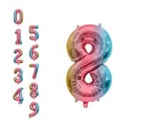 WedDecor 16 Inch Foil Balloons Number 8, Self Sealing Foil Balloons, Self Inflating Number Balloons for Birthday Parties, New Year Decorations, Anniversaries, Party Supplies, Rainbow