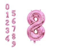 WedDecor 16 Inch Foil Balloons Number 8, Self Sealing Foil Balloons, Self Inflating Number Balloons for Birthday Parties, New Year Decorations, Anniversaries, Party Supplies, Pink