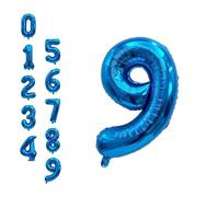 WedDecor 16 Inch Foil Balloons Number 9, Self Sealing Foil Balloons, Self Inflating Number Balloons for Birthday Parties, New Year Decorations, Anniversaries, Party Supplies, Blue