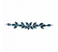 WedDecor 16x2.5cm Glass Rhinestone Floral Applique Patch, Hotfix Crystal Trim for Wedding Gowns, Sash Belts, Evening Dresses, Dance Costumes, Hair Accessories, and Decorative Piece