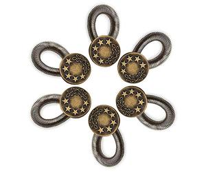 WedDecor 17mm No Sew Elastic Spring Brass Waistband Button Extender Strong Adjustable Retractable Snap Button Extended Buttons for Men Jeans Shirts Paints Trousers Women Skirt Maternity Dresses, 10pcs