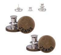 Weddecor 17mm No-Sew Jean Button Replacements, Instant Fit Jeans Button Pins, Detachable Tool-Free Buttons, Reusable Instant Buttons for Denim Jeans, Jackets, Printed Bronze, 2pcs