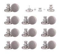 Weddecor 17mm No-Sew Jean Button Replacements, Instant Fit Jeans Button Pins, Detachable Tool-Free Buttons, Reusable Instant Buttons for Denim Jeans, Jackets, Matt Silver, 10pcs