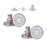 Weddecor 17mm No-Sew Jean Button Replacements, Instant Fit Jeans Button Pins, Detachable Tool-Free Buttons, Reusable Instant Buttons for Denim Jeans, Jackets, Matt White, 2pcs