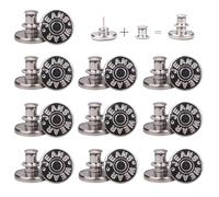 Weddecor 17mm No-Sew Jean Button Replacements, Instant Fit Jeans Button Pins, Detachable Tool-Free Buttons for Reusable Instant Buttons, Denim Jeans, Jackets, Silver Print, 10pcs