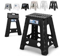 WedDecor 18 Inch Folding Step Stool for Homes, Robust Stool - Black | Anti-Slip Surface, Skid-Resistant Feet, Folding Step Stool for Kitchen, Bathroom, Garage, Garden, Camping, 1pc