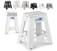 WedDecor 18 Inch Folding Step Stool for Homes, Robust Stools - White | Anti-Slip Surface, Skid-Resistant Feet, Folding Step Stool for Kitchen, Bathroom, Garage, Garden, Camping, 1pc