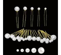 WedDecor 18 Pcs Pearl Hair Pins for Brides, U Shaped Bridal Hair Styling Clips Accessories, Wedding Pearl Hair Pins for Buns, Gold Hair Jewellery for Brides, Bridesmaids, Prom & Wedding Guests