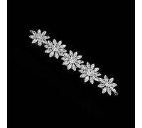 Weddecor 19cm x 4.5cm Silver Crystals Rhinestone Diamante Motif Sewing Applique Patch for Wedding Bridal Embellishment, Casual or Formal Wear Design Fashion Accessory