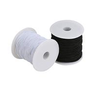 WedDecor 1mm x 100 Meters (Pack of 2) Elastic String Bracelet String Elastic Cord Stretchy Drawstring Elastic Thread for Bracelet Making, Clothing, DIY Arts & Crafts, Beading (Black, White), Each 100m