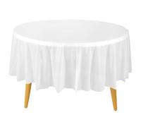 WedDecor 1pc Disposable Plastic Tablecloth | White | Wipeable, Waterproof Tablecloth, Party Table Decoration for Indoor Outdoor Parties, Picnic, Dinner | Round - 84"