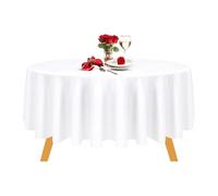WedDecor 1pc Premium Quality 90 Inch White Round Tablecloth Durable Polyester Fabric Table Cover for Wedding Birthday Anniversary Dinner Parties Events Decoration