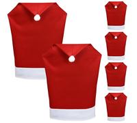 WedDecor 1pc Stretchable Santa Hat Chair Cover in Red and White Velvet, Felt Slipover with Pom-Pom, Cosy Xmas Dining Chair Protector Ideal for Restaurants, Banquets, Festive Event Settings
