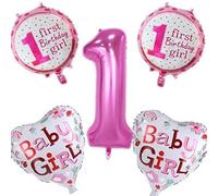 WedDecor 1st Baby Girl Birthday Decoration Pink Foil Balloons For First Birthday Decorations, Baby Shower Celebration, Christening Party, 14inch