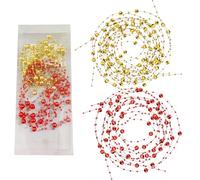 WedDecor 2.7 Metre Shiny Hanging Bead String for Xmas Tree | Artificial Pearl Beaded Garland, Pearl Tinsel for Xmas Hanging Ornaments, Jewelry Making, Garland Decor Supplies for Christmas and Events