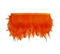 WedDecor 2 Metres Rooster Hackle Orange Feather Fringe Trimming for Costumes, Hats & Fashion, Bulk Coque Feather Trim for Crafts, Premium Feathers Trim for DIY and Creative Projects