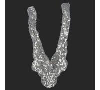 WedDecor 2 Pack Embroidered Sequin Lace, Neckline Neck Collar Applique Trim Clothes Decorative, Sewing Applique, Neckline Retro Embroidered for DIY Bridal Projects, Clothes Dresses Decoration