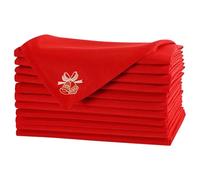 WedDecor 20 Inch Red Spun Polyester Table Napkin with Jingle Bell Embroidery for Christmas Theme Dining Decorations For Home, Wedding, Banquet, Party, Hotel, Xmas Festive Decor, 10pcs