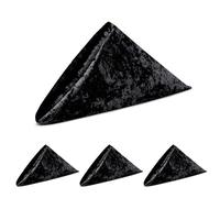 WedDecor 20 Inch Table Napkin Crushed Velvet Soft Fabric Hemmed Edges Dinner Napkins Lightweight & Machine Washable For Wedding, Dinning Home, Kitchen, Party, Banquet and Special Events, Black, 4pcs