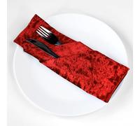WedDecor 20 Inch Table Napkin Crushed Velvet Soft Fabric Hemmed Edges Dinner Napkins Lightweight & Machine Washable For Wedding, Dinning Home, Kitchen, Party, Banquet and Special Events, Red, 10pcs