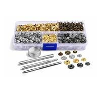 Weddecor 200 x 12mm & 15mm S-Spring Snap Fasteners Buttons Press Studs with 5pcs Fixing Hand Tool Kit, Press Studs Snap Fasteners Press Stud Kit, Popper Fasteners Kit for Leather, Craft, Purse, Jacket