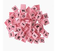 WedDecor 200pcs Plastic Alphabet Scrabble Letters for Crafts, Complete A-Z Alphabet and Number Printed Tiles for Frames, Scrapbook, DIY Projects, Spelling, Home Décor, Light Pink